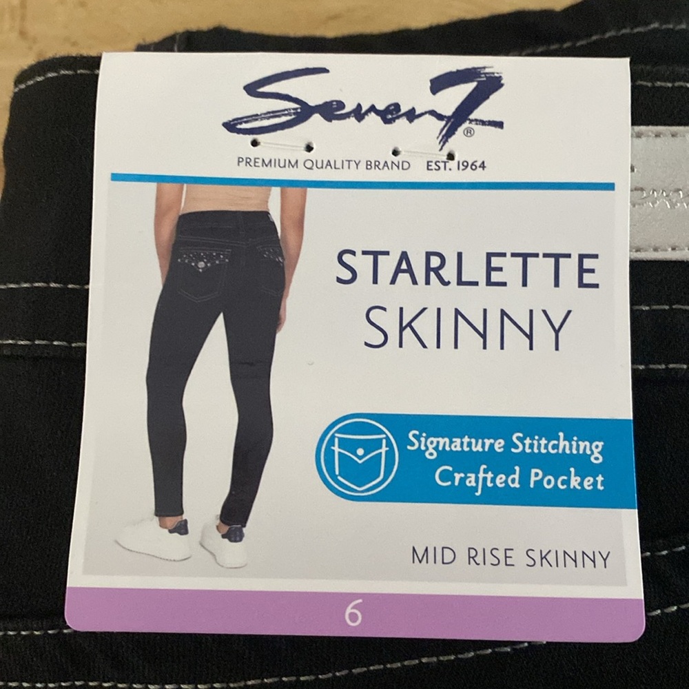 Seven7 Starlette Skinny Mid Rise Women’s Black Jeans NWT - Picture 4 of 5